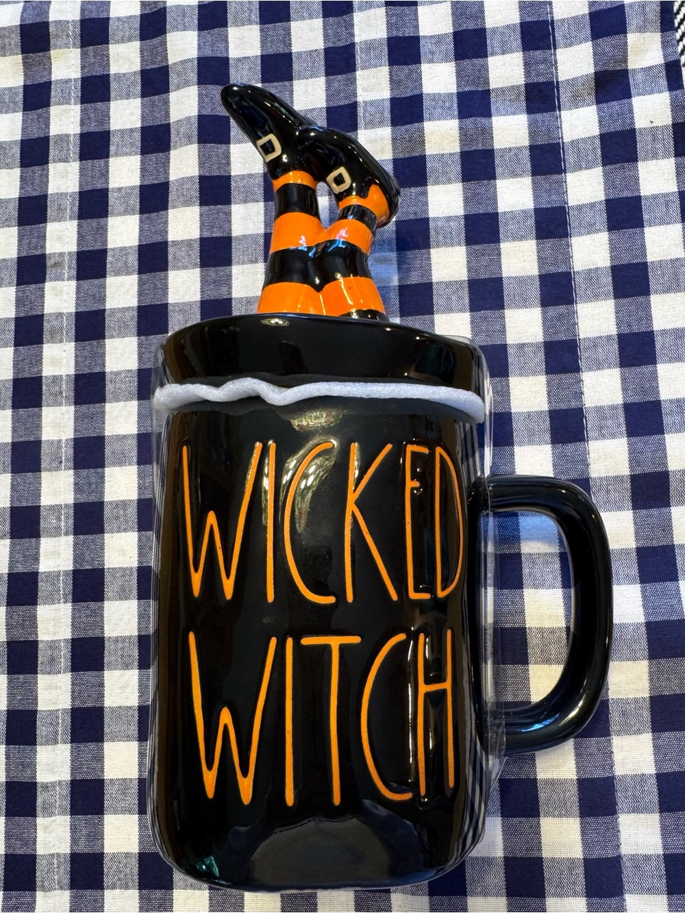 Rae Dunn Black Ceramic 'WICKED WITCH' Mug w Topper - NEW